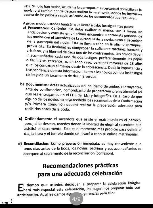Guía para la celebración del sacramento del matrimonio católico y sugerencias de lecturas - 2