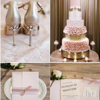 Pastel, invitaciones, zapatos, Rosa y Oro