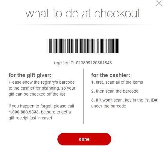 Registro para la mesa de regalos