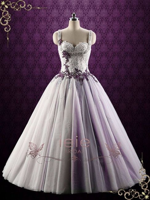 Vestidos de novia con detalles en color morado 💜 14