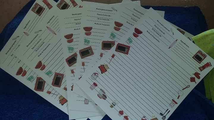 hojas recetario de cocina