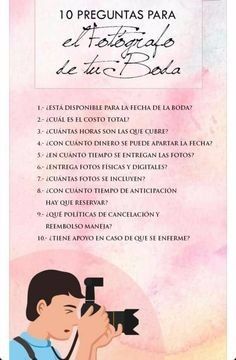 Preguntas que deberiamos hacer a nuestro fotografo