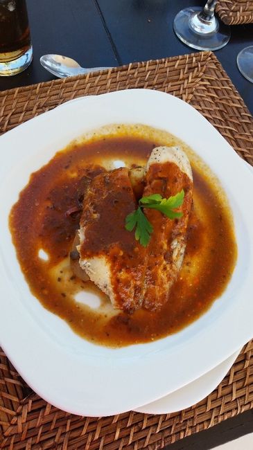 Filete de pescado en salsa de Mandarina y Pasilla