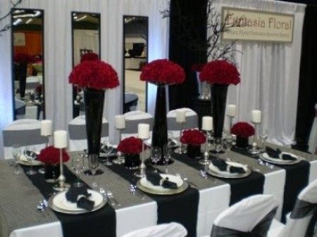 Mesa Elegante Rojo/Negro/Plateado