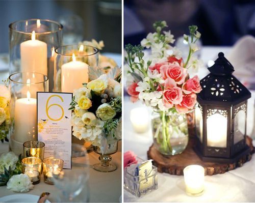 Centro de mesa con más velas que flores - 1