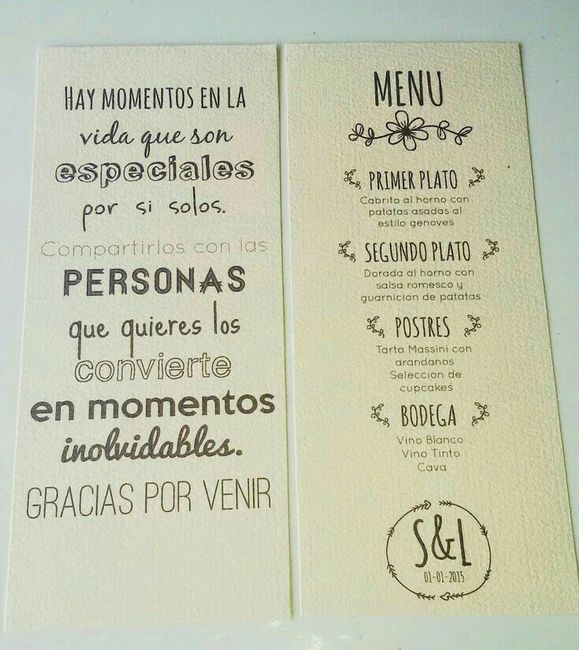 Menú para tu recepción ¿cuál prefieres? - 1