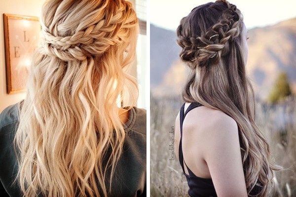 Ideas de peinados con pelo suelto y trenza 8