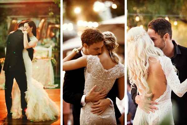 La primera de las ideas de fotos del vals de la boda es la novia y el novio abrazados que es como ge