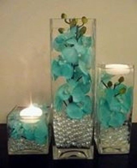 Centro de mesa en azul