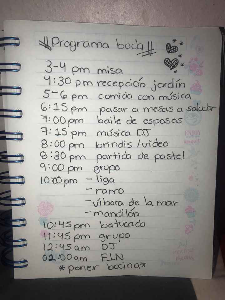 Horarios de la boda 👰🏽🤵🏽💜⏰ - 1