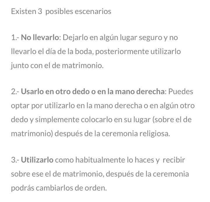 Llevar puesto el anillo de compromiso en el gran día - 1