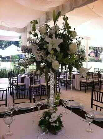 Centro de mesa con flores naturales, dorado con - 2