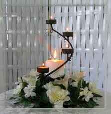 Centro de mesa con flores naturales, dorado con - 3