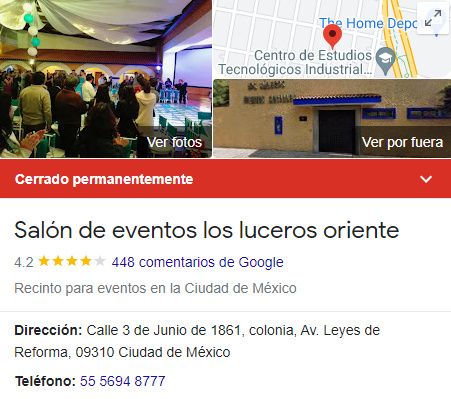 Ayuda=>>salon los luceros Oriente==>sin comunicación de eventos ya programados 1