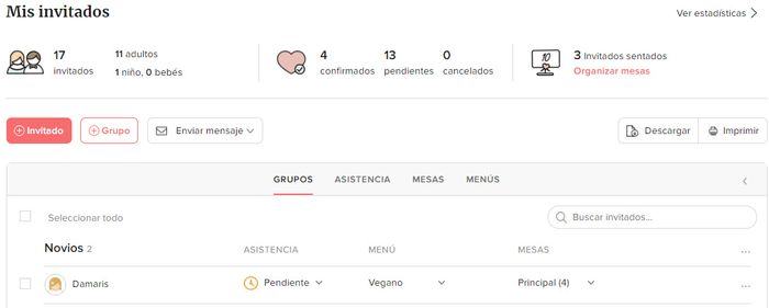 Se puede imprimir la lista de invitados? 1