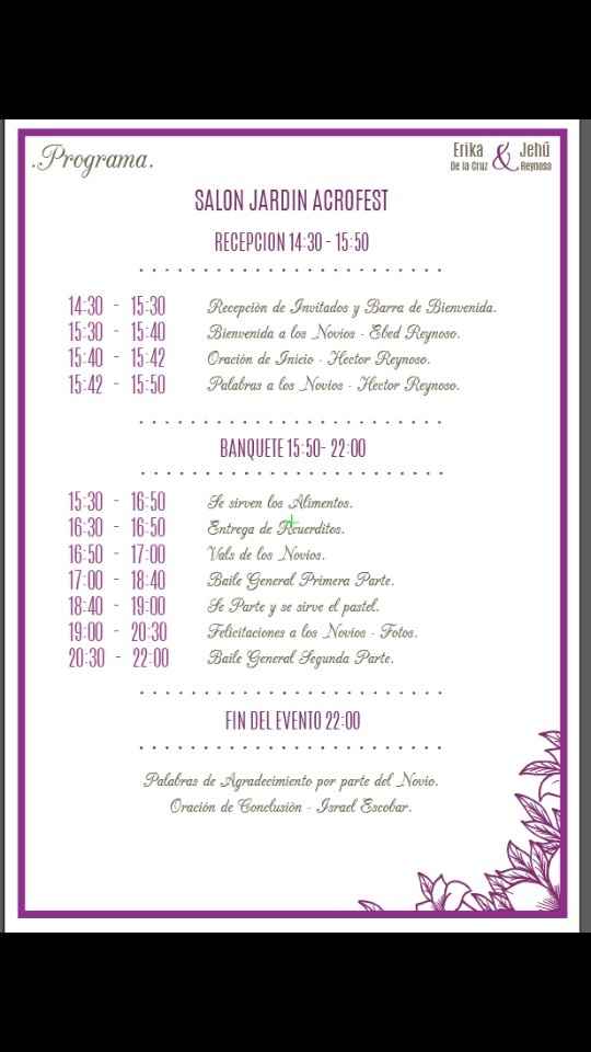 Ayuda con el programa de boda  - 1