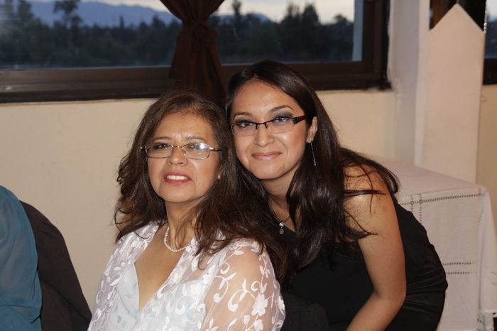 Yo, aquí con mi mamá