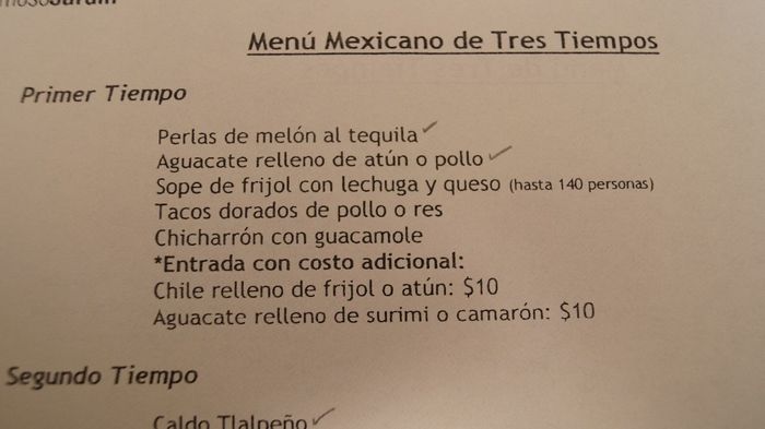 menú mexicano