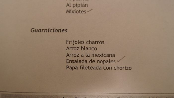 menú mexicano