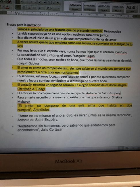 Frase para la invitación - 1