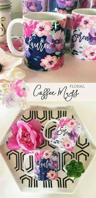 Tazas con toques de color rosa p/damas de Honor. - 8