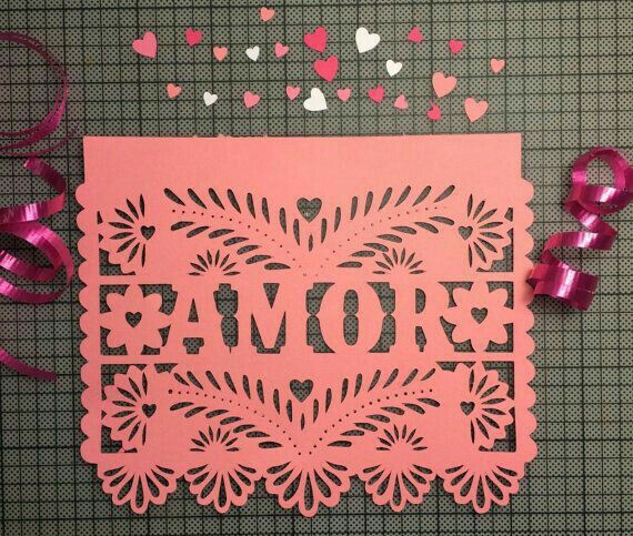 Papel picado Rosa para decorar - 8