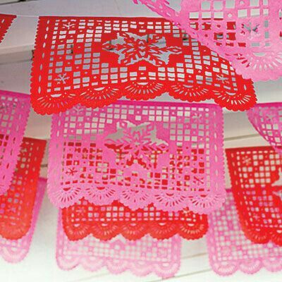 Papel picado Rosa para decorar - 11