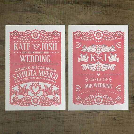 Papel picado Rosa para decorar - 12