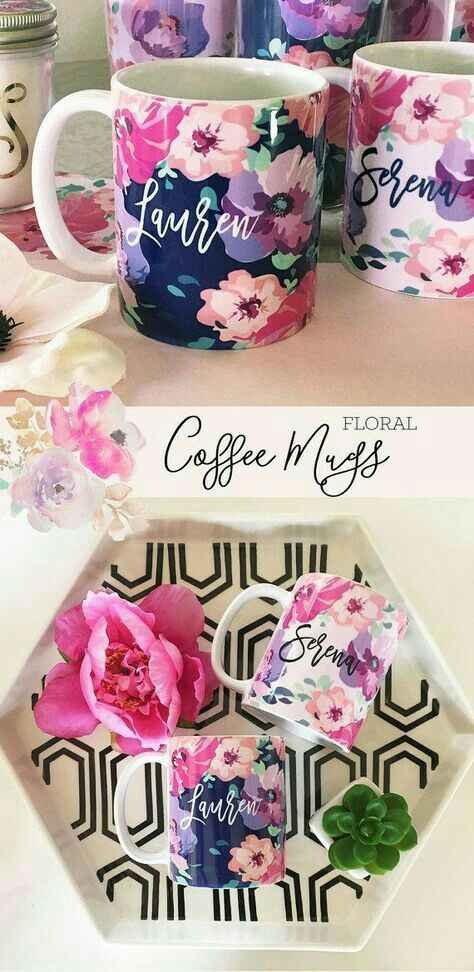 Tazas con toques de color rosa p/damas de Honor. - 8