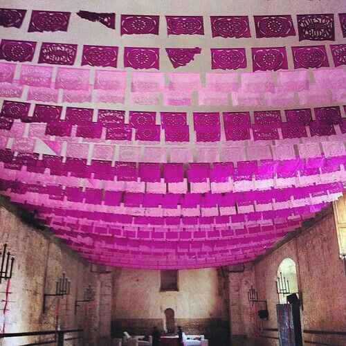 Papel picado Rosa para decorar - 10