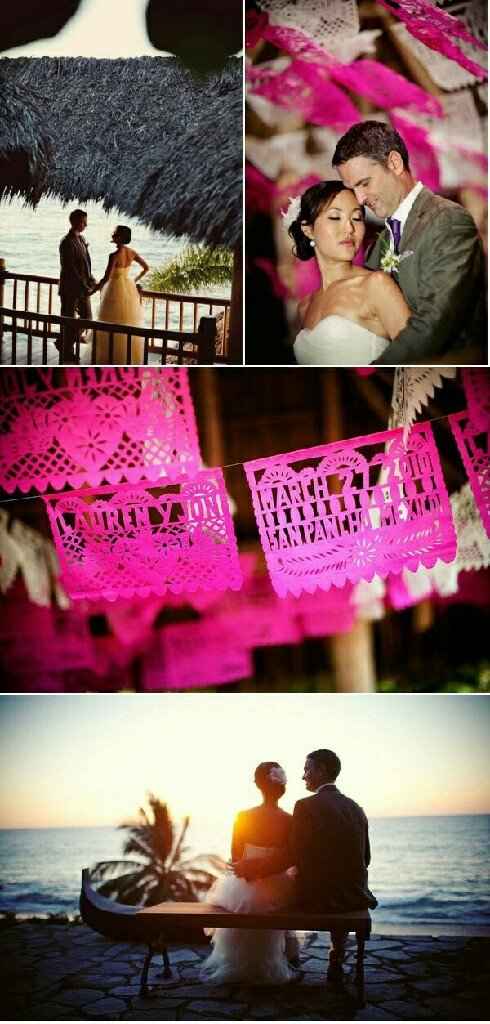 Papel picado Rosa para decorar - 13