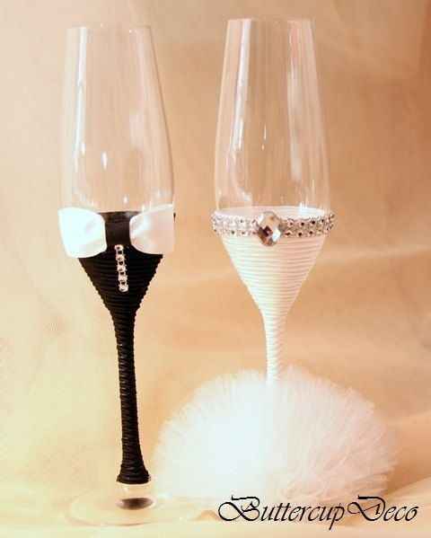  Ideas para decorar las copas de los novios. - 7