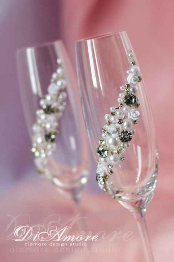  Ideas para decorar las copas de los novios. - 12