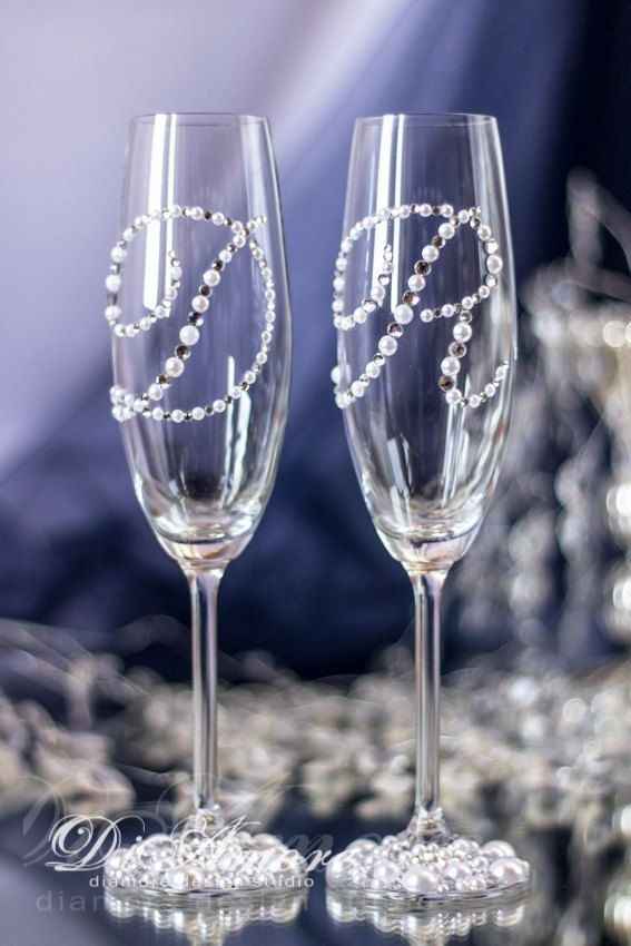  Ideas para decorar las copas de los novios. - 14