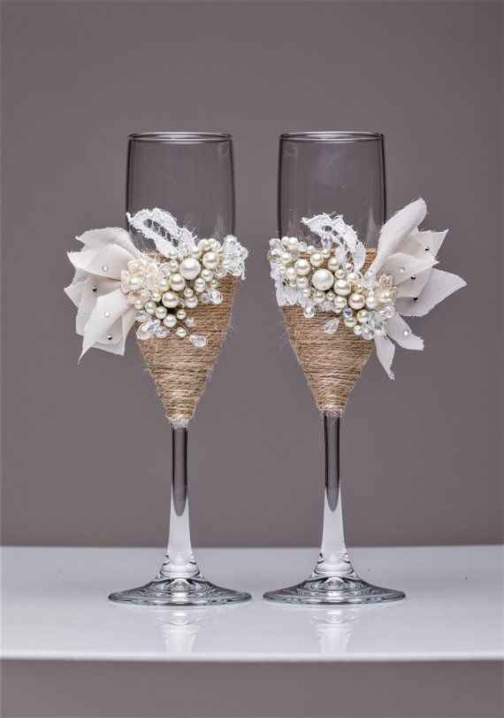  Ideas para decorar las copas de los novios. - 15