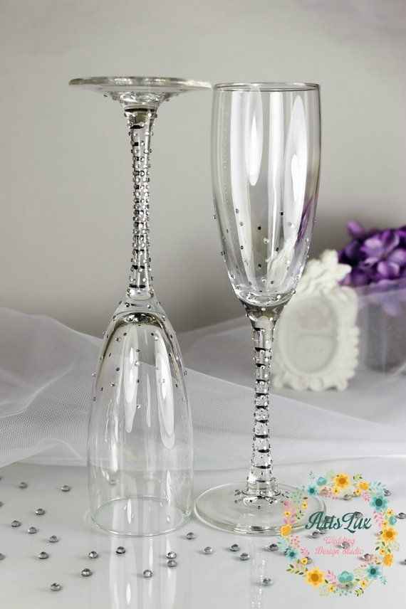  Ideas para decorar las copas de los novios. - 16