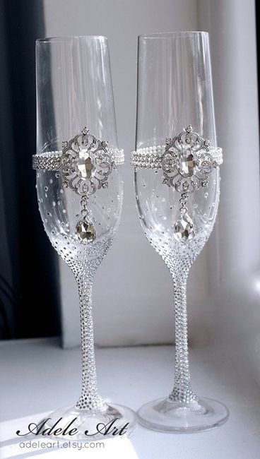  Ideas para decorar las copas de los novios. - 9