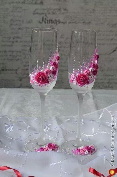  Ideas para decorar las copas de los novios. - 19