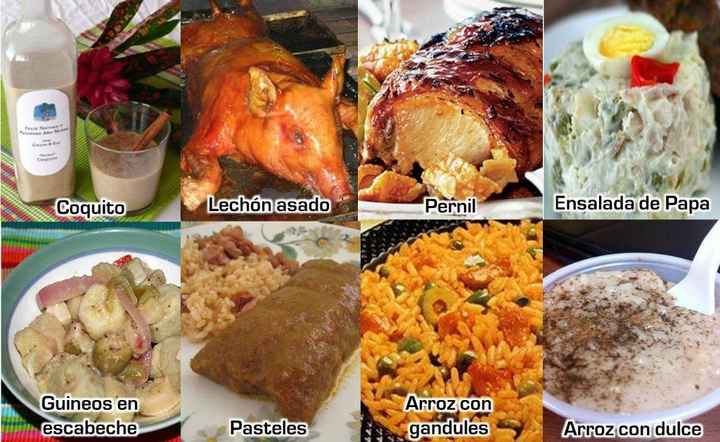 comida totalmente tradicional para esos eventos.. solo el coquito no.. ese solo se consume en diciem