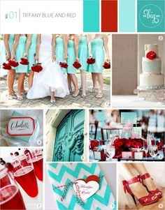 blue tiffany and red wedding
