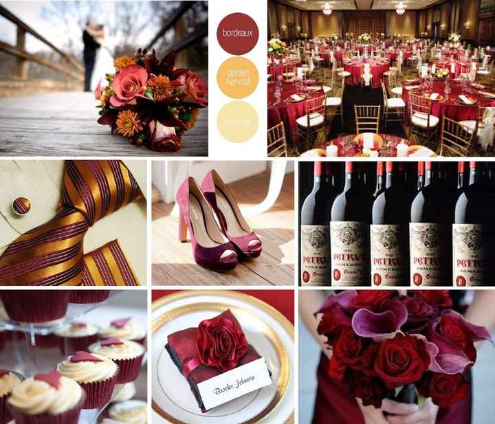 esta es la combinación de vino con oro y hay un tercer color como beige