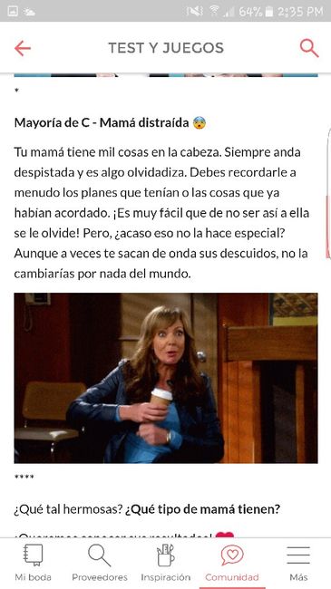 Resultados: Qué tipo de mamá de la novia es tu mami - 1