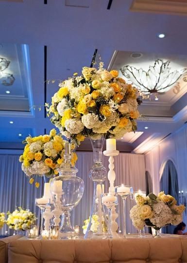 Colores: centros de mesa en amarillo 4