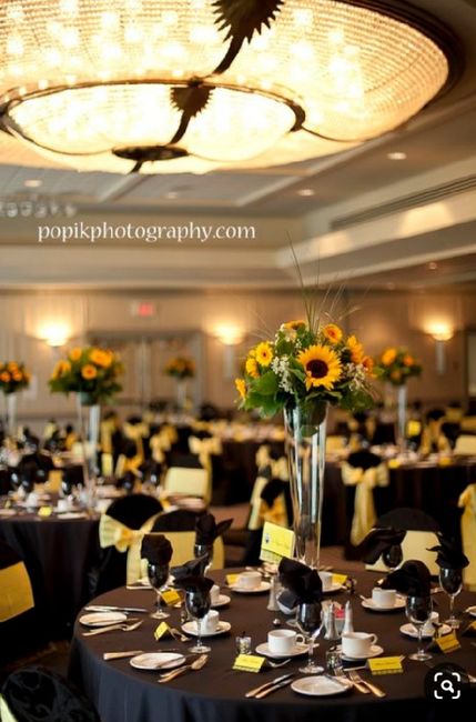 Colores: Un toque amarillo para tu boda, con girasoles -centros de mesa- 6