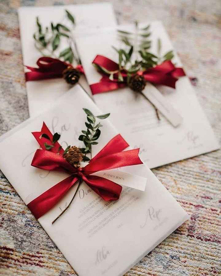 Invitaciones para bodas en invierno con toques navideños. - 1