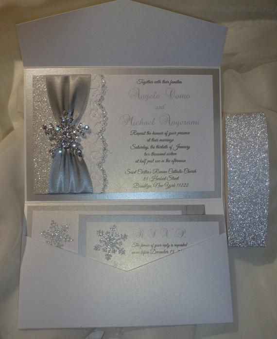 Invitaciones para bodas en invierno con toques navideños. - 4