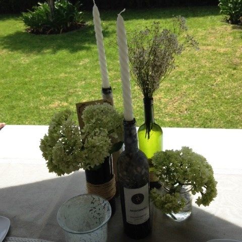 Botellas con Hortensias