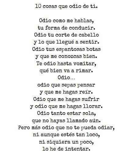 Poema 1o Cosas que odio de ti