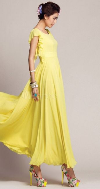 Colores de zapatillas para damas con vestido Amarillo 3