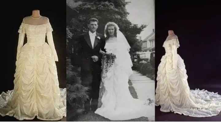 La novia que confeccionó su vestido de boda con la tela del paracaídas que salvó la vida a su promet